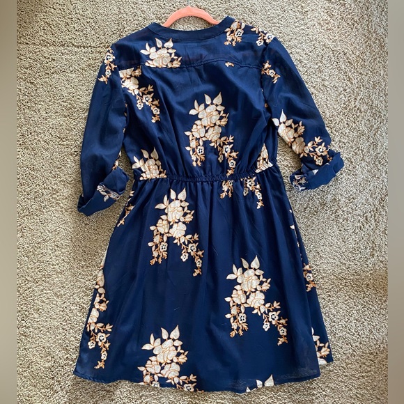 ECI New York Navy Blue Summer Dress with Floral Embroidery - Picture 4 of 6